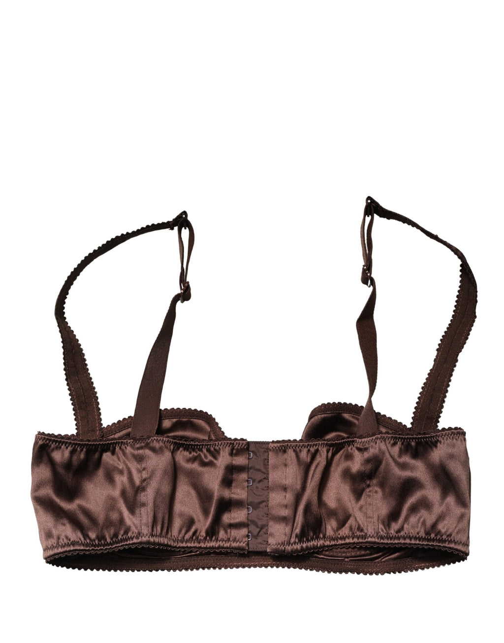 Soutien-gorge balconnet en coton marron Dolce & Gabbana avec armatures semi-rembourrées, style élégant et confortable.