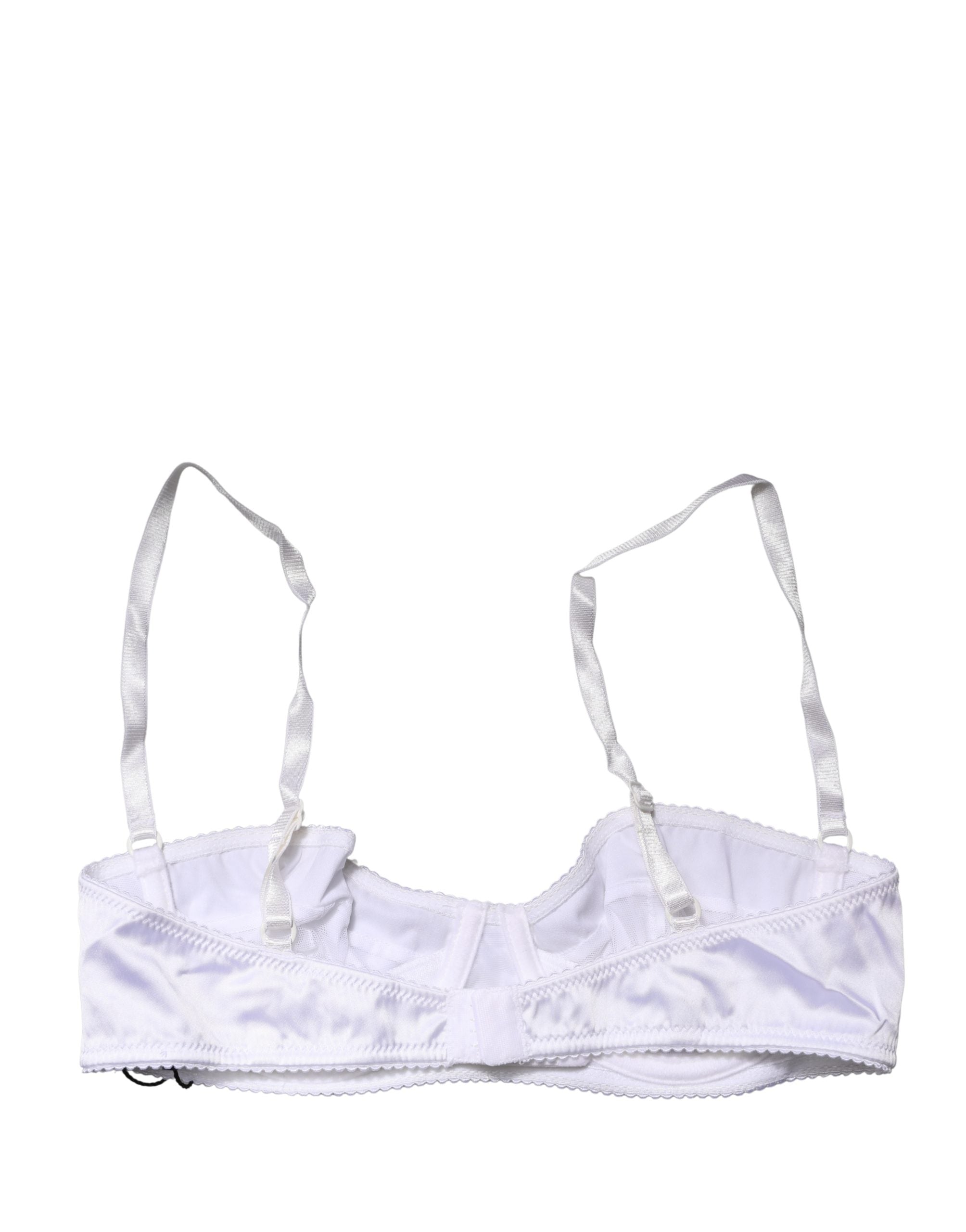 Soutien-gorge balconnet blanc Dolce & Gabbana avec armatures semi-gelées et design élégant visible sur l'image.