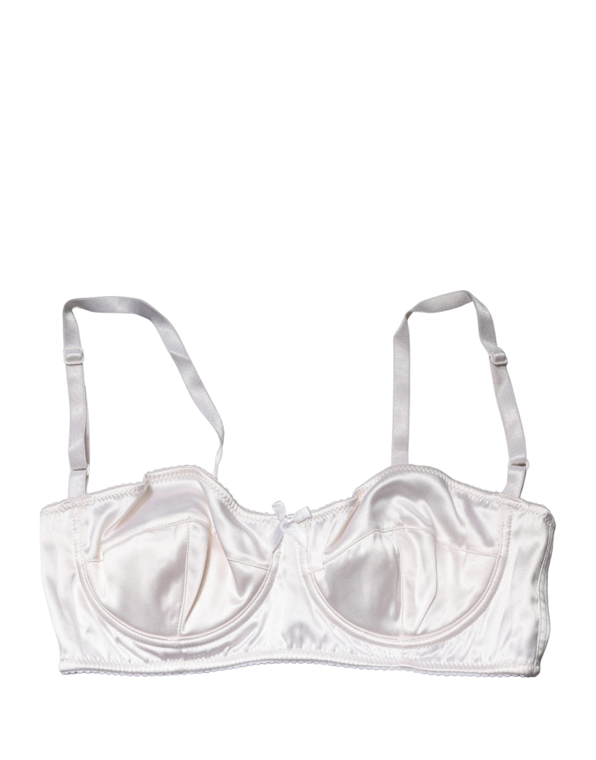 Soutien-gorge balconnet blanc Dolce & Gabbana avec armatures et demi-rembourrage, en dentelle élégante.