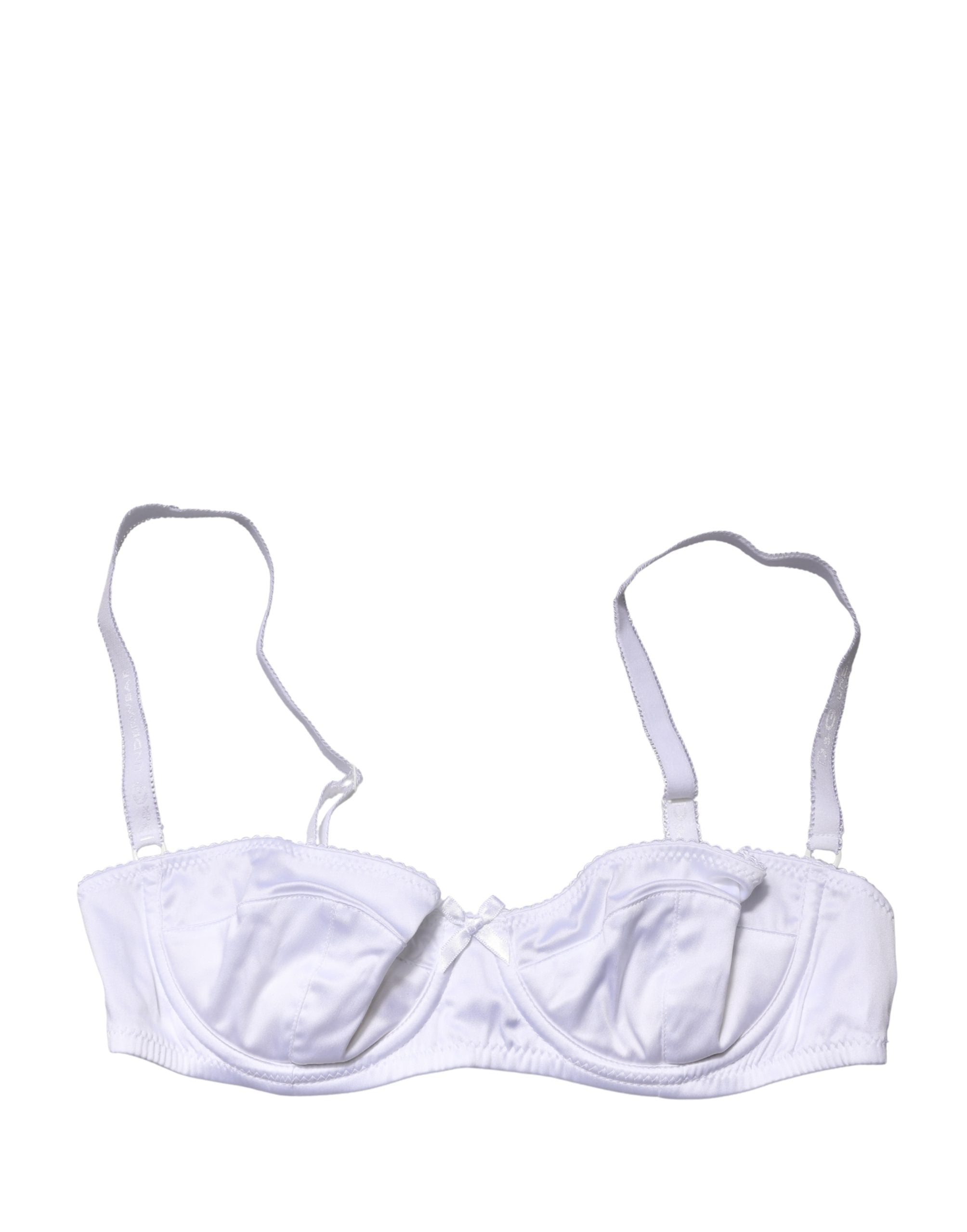 Soutien-gorge balconnet blanc Dolce & Gabbana avec armatures semi-rembourrées et design élégant, visible en détail dans l'image.