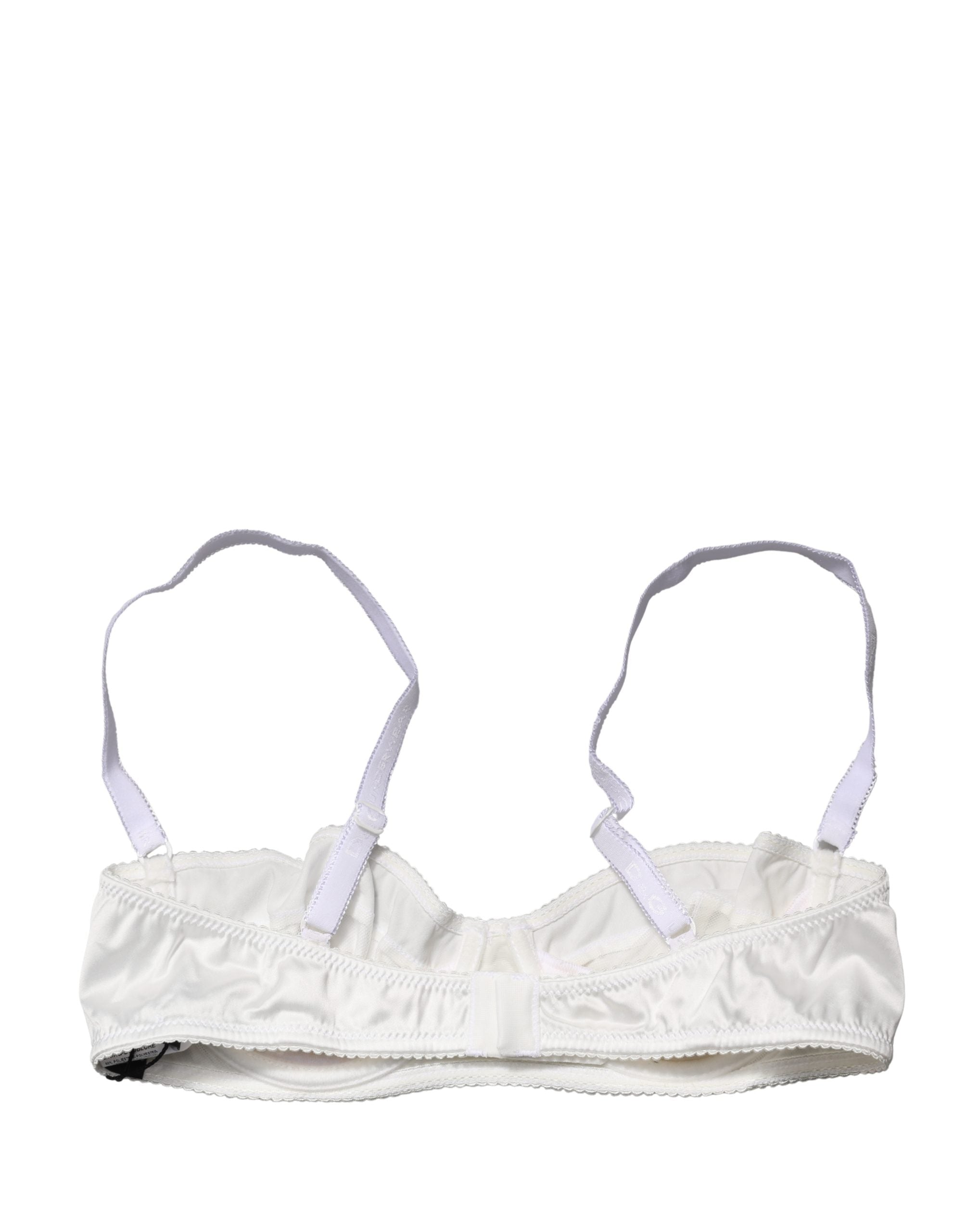 Soutien-gorge balconnet blanc Dolce & Gabbana avec armatures semi-rembourrées et design élégant, vue de face.