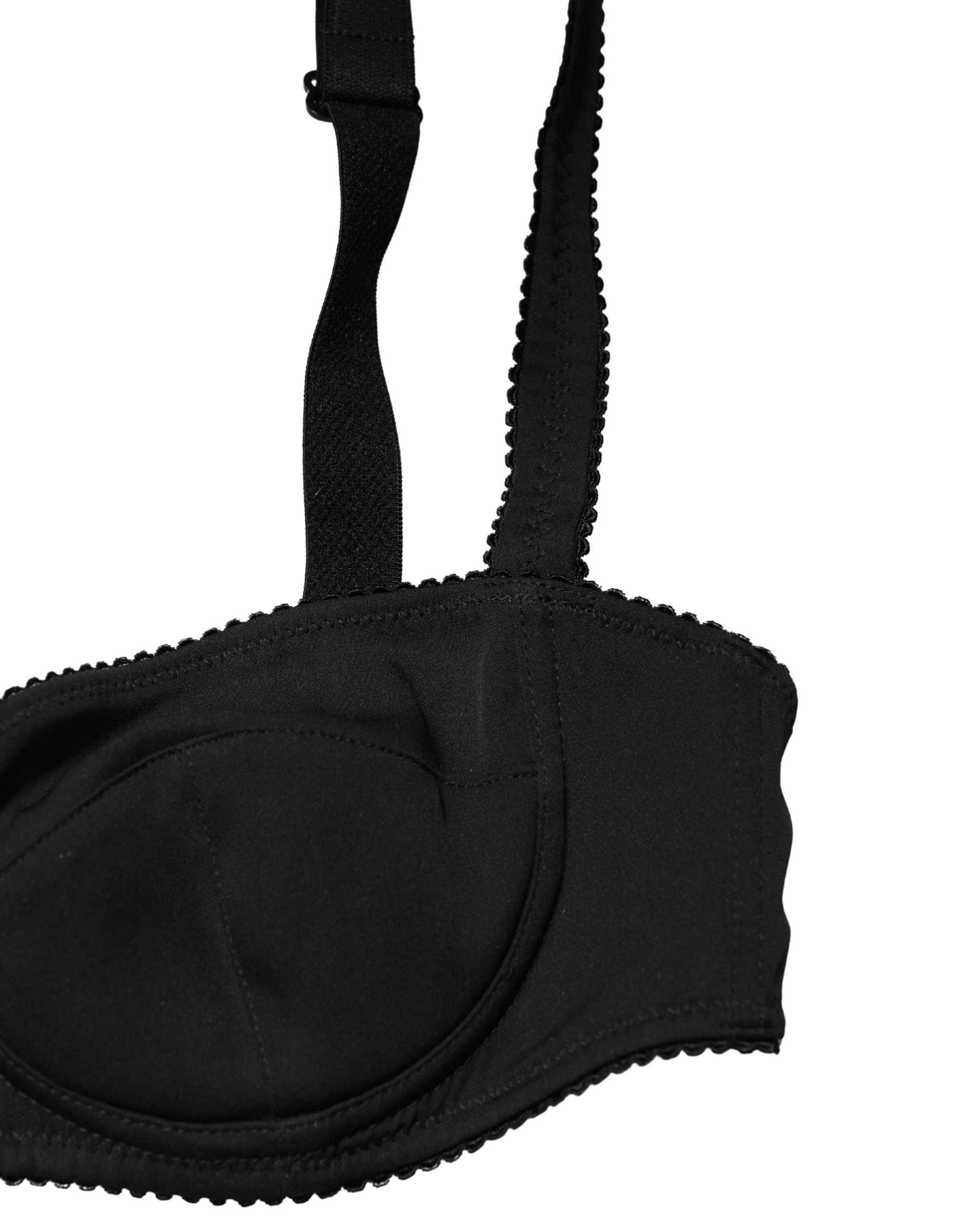 Soutien-gorge balconnet noir Dolce & Gabbana avec armatures et demi-rembourrage, en dentelle élégante.