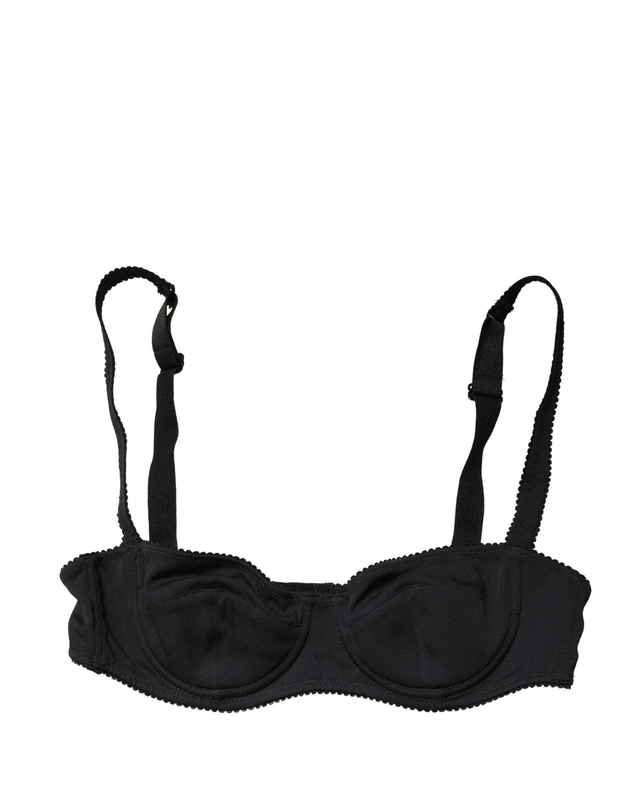 Soutien-gorge balconnet noir Dolce & Gabbana avec armatures semi-rembourrées et design élégant, visible sur l'image.