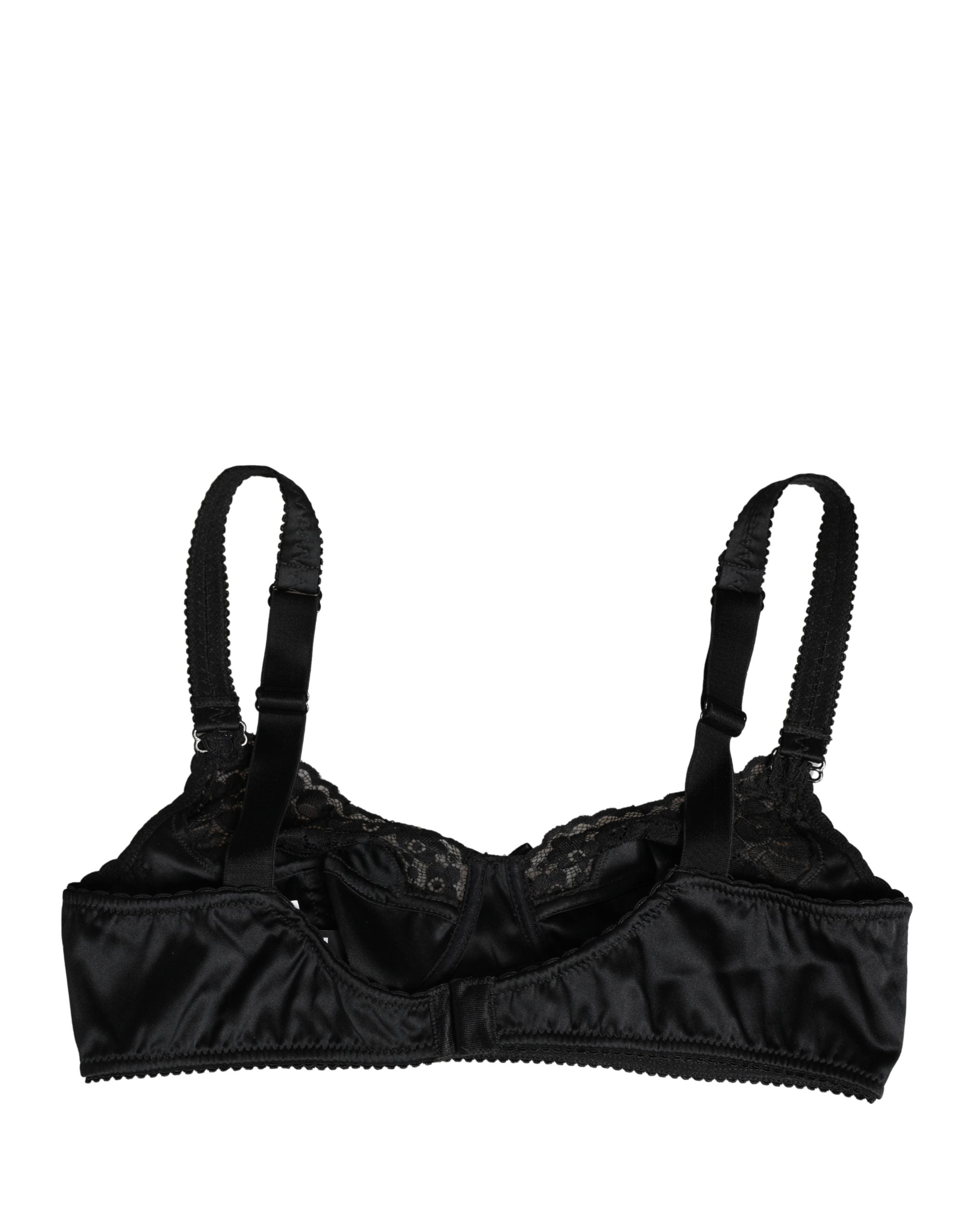Soutien-gorge balconnet noir Dolce & Gabbana en dentelle avec armatures semi-rembourrées, style élégant et féminin.