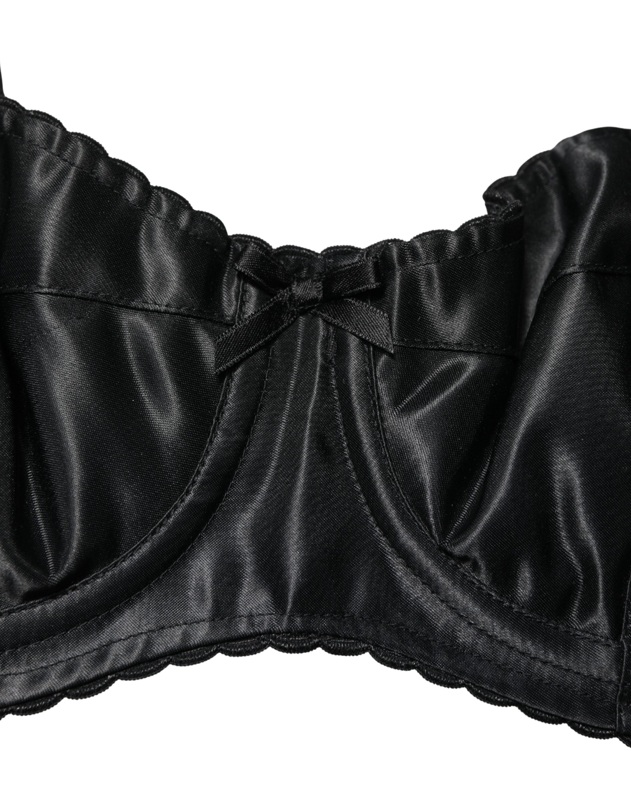 Soutien-gorge balconnet noir Dolce & Gabbana avec armatures semi-rembourrées et design élégant, vue de face.
