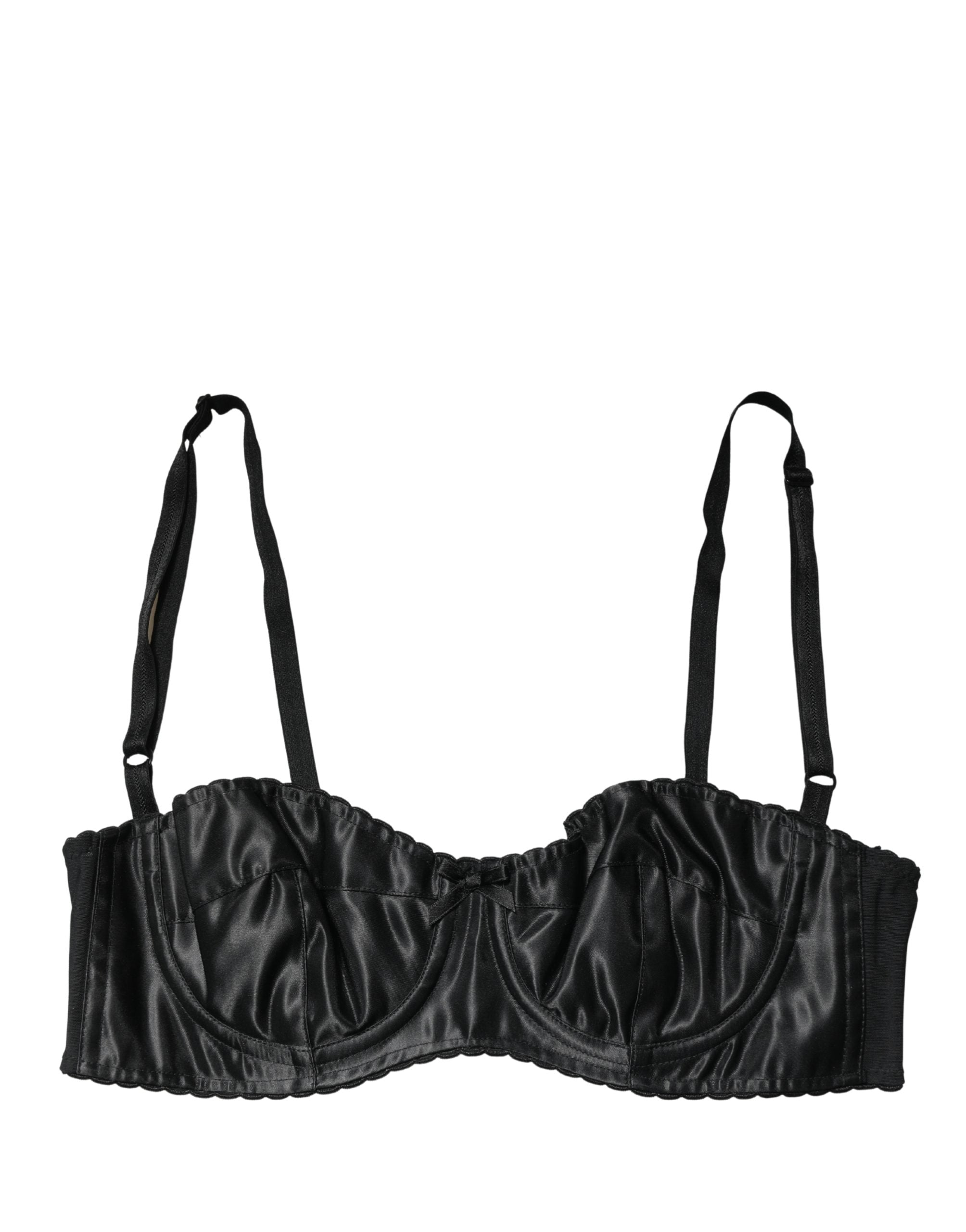 Soutien-gorge balconnet Dolce & Gabbana noir avec armatures semi-rembourrées, détails élégants en dentelle.