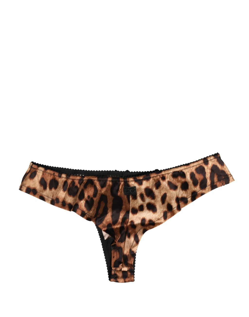 Culotte Dolce & Gabbana à motif léopard noir et brun, taille mi-haute, sous-vêtements féminins élégants et confortables.
