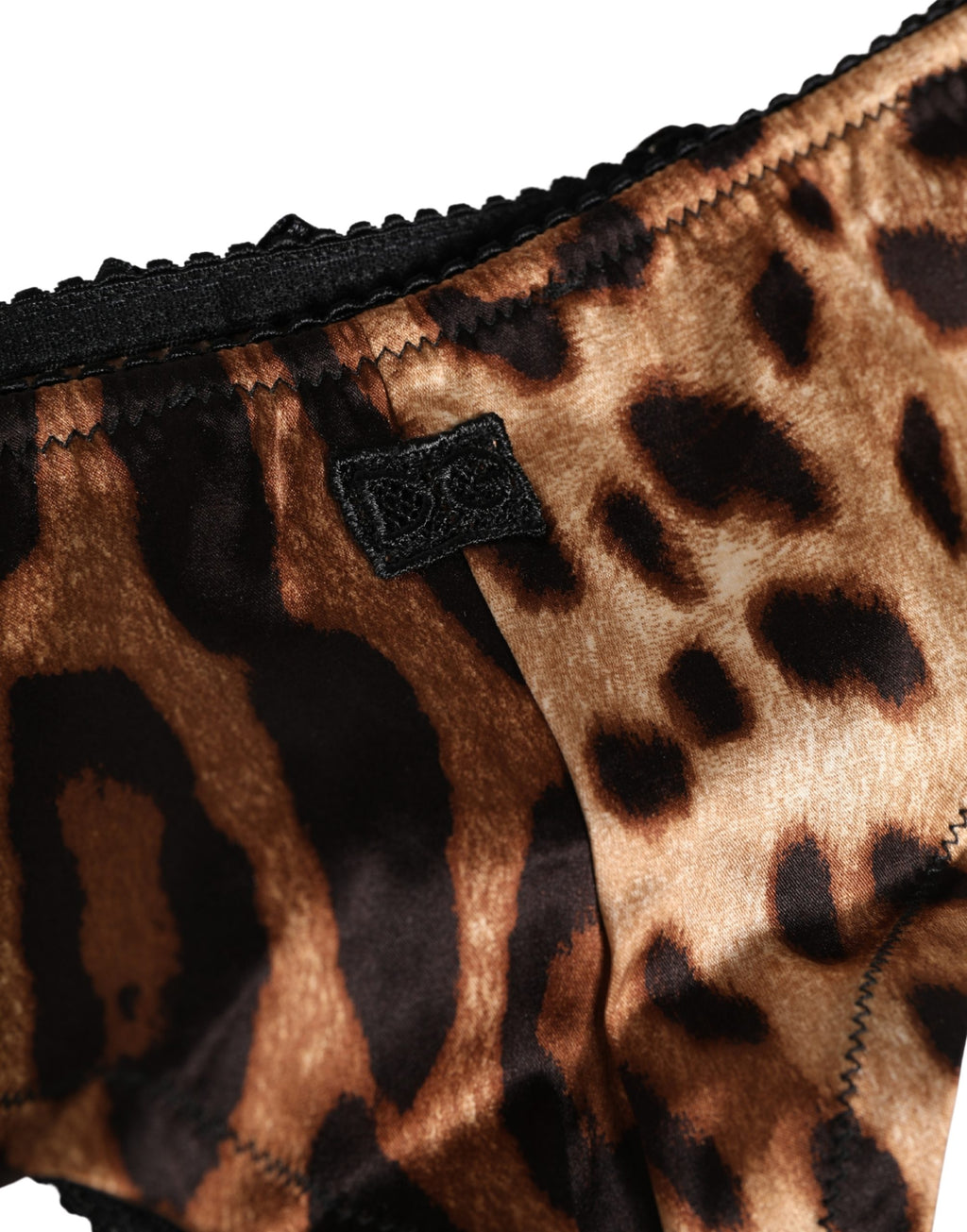 Culotte Dolce & Gabbana à imprimé léopard noir et marron, taille mi-haute, sous-vêtements féminins élégants.
