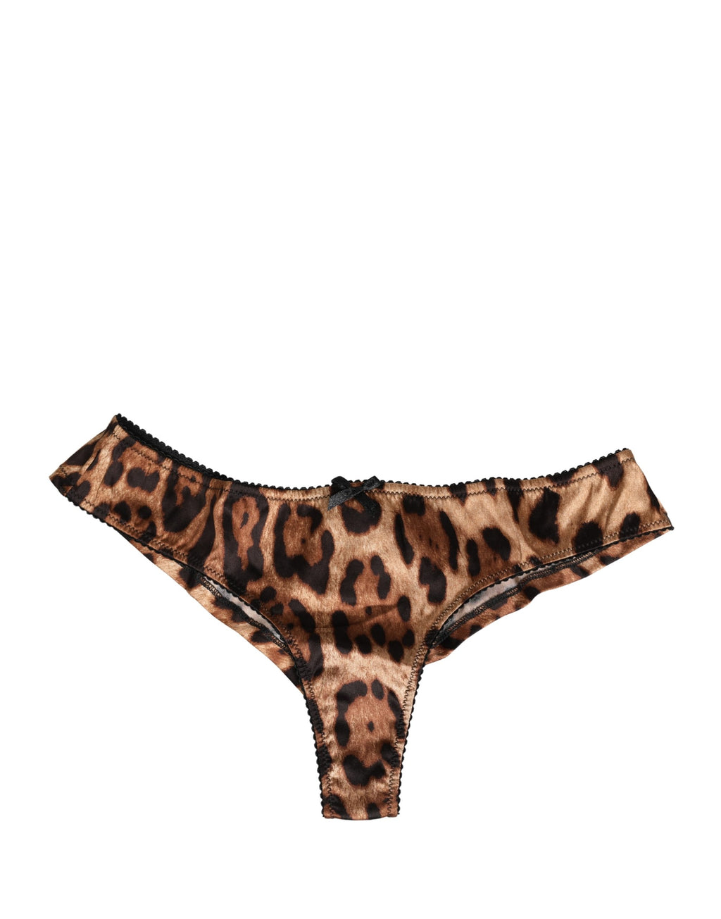 Culotte Dolce & Gabbana mi-haute taille en tissu noir et marron avec motif léopard, sous-vêtements élégants et confortables.