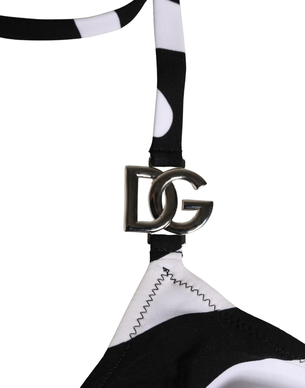 Maillot de bain bikini Dolce & Gabbana zèbre noir et blanc, haut et bas, style élégant en tissu léger.
