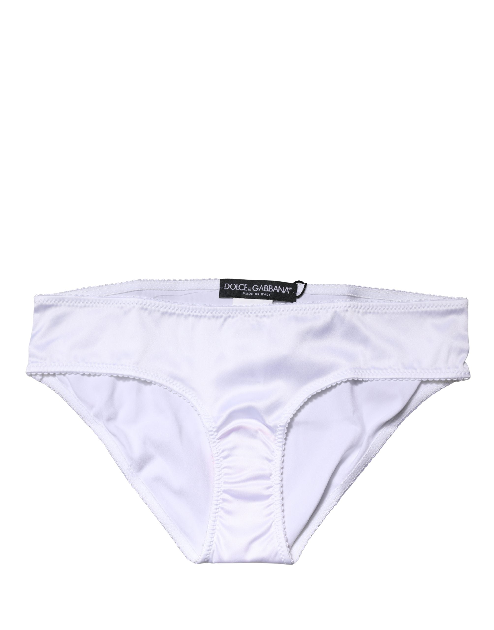Culotte blanche en soie extensible Dolce & Gabbana, taille mi-haute, sous-vêtements élégants et confortables.