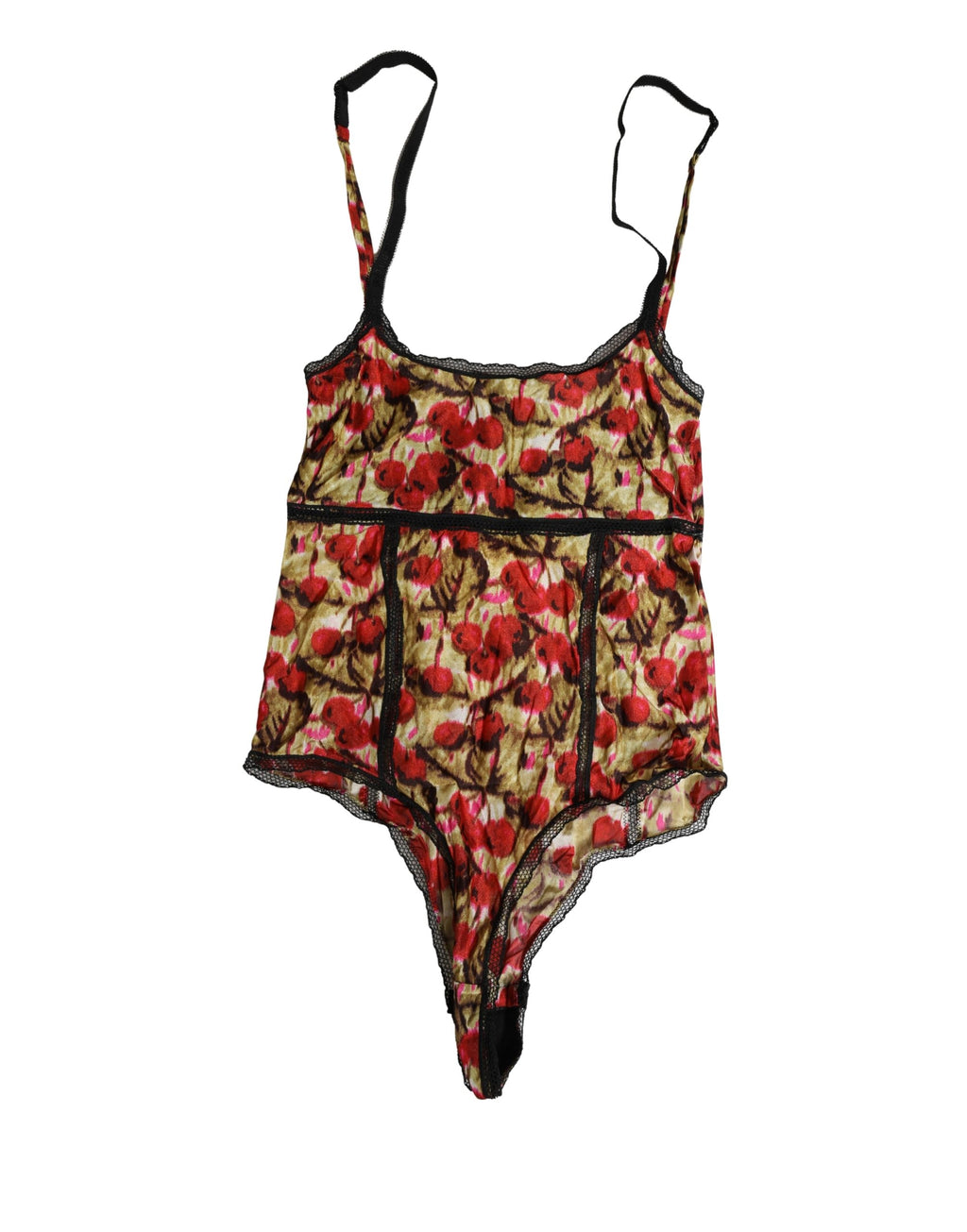 Body en dentelle Roberto Cavalli à imprimé cerise multicolore, combinaison élégante et féminine.