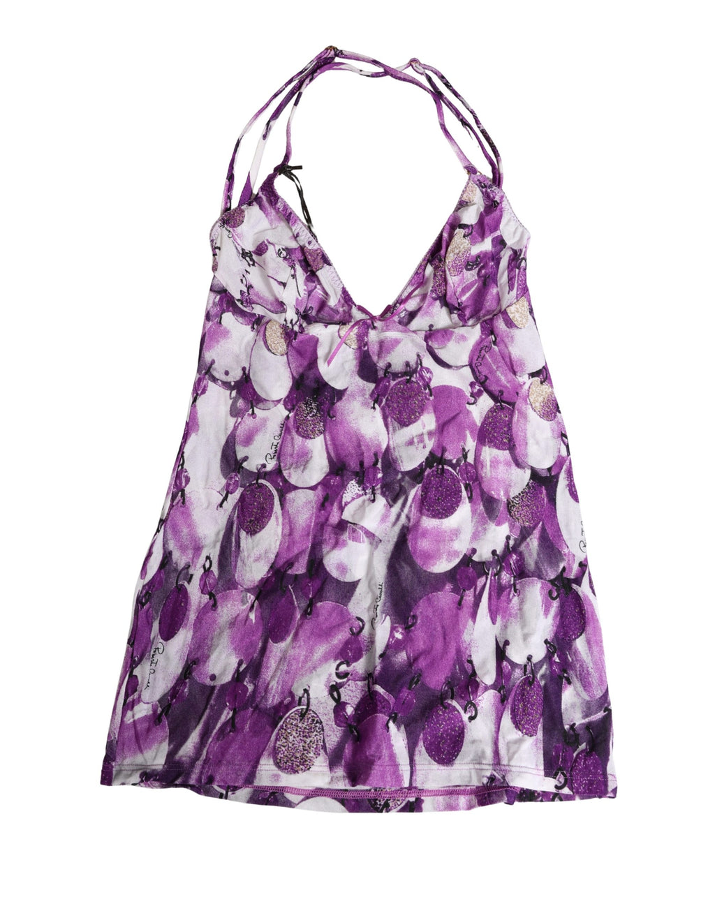 Sous-vêtements femme Roberto Cavalli à motifs colorés, soutien-gorge avec col halter en tissu doux et élégant.