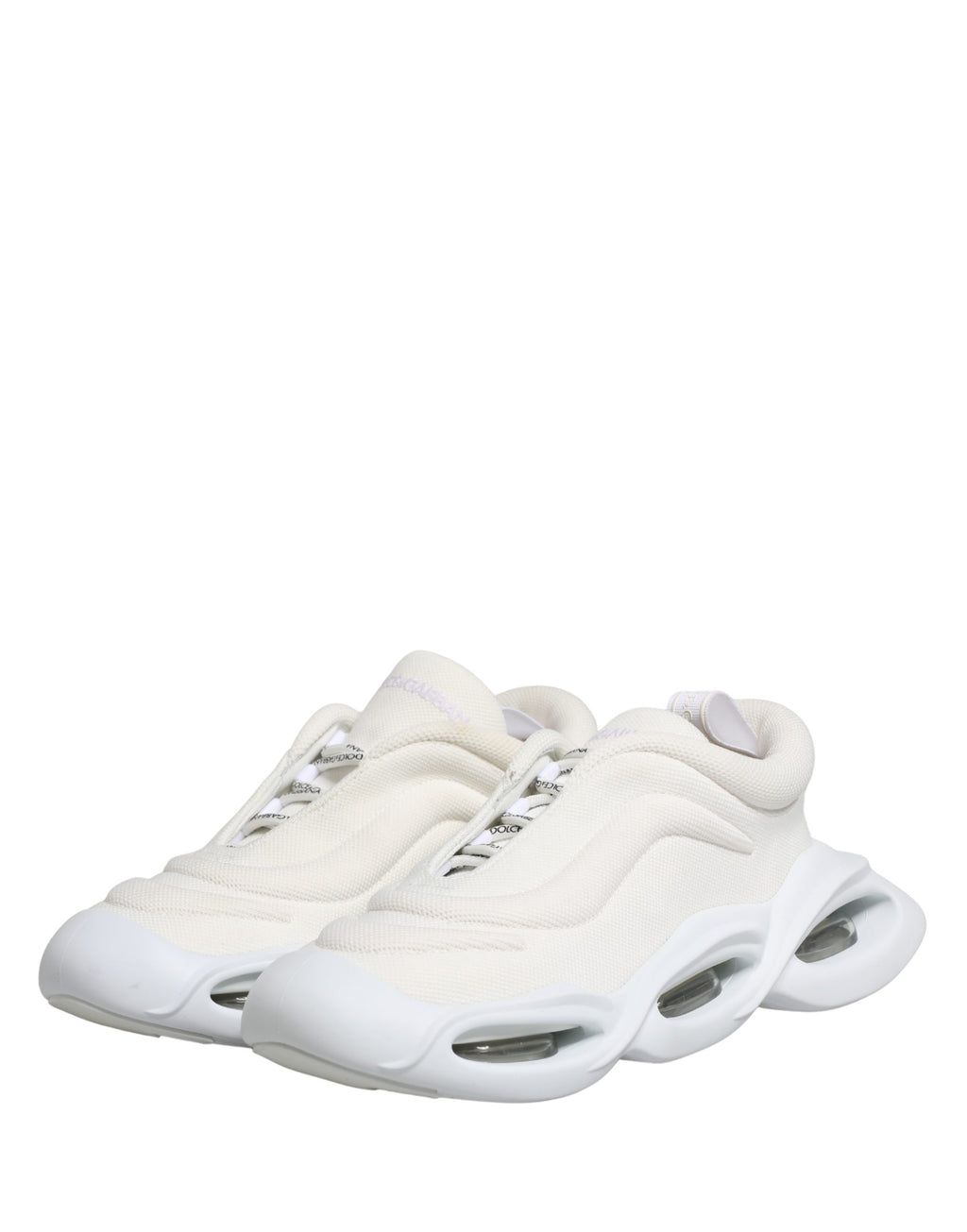 Chaussures sneakers basses blanches Dolce & Gabbana Slip On Wave, design élégant et moderne pour un style décontracté.