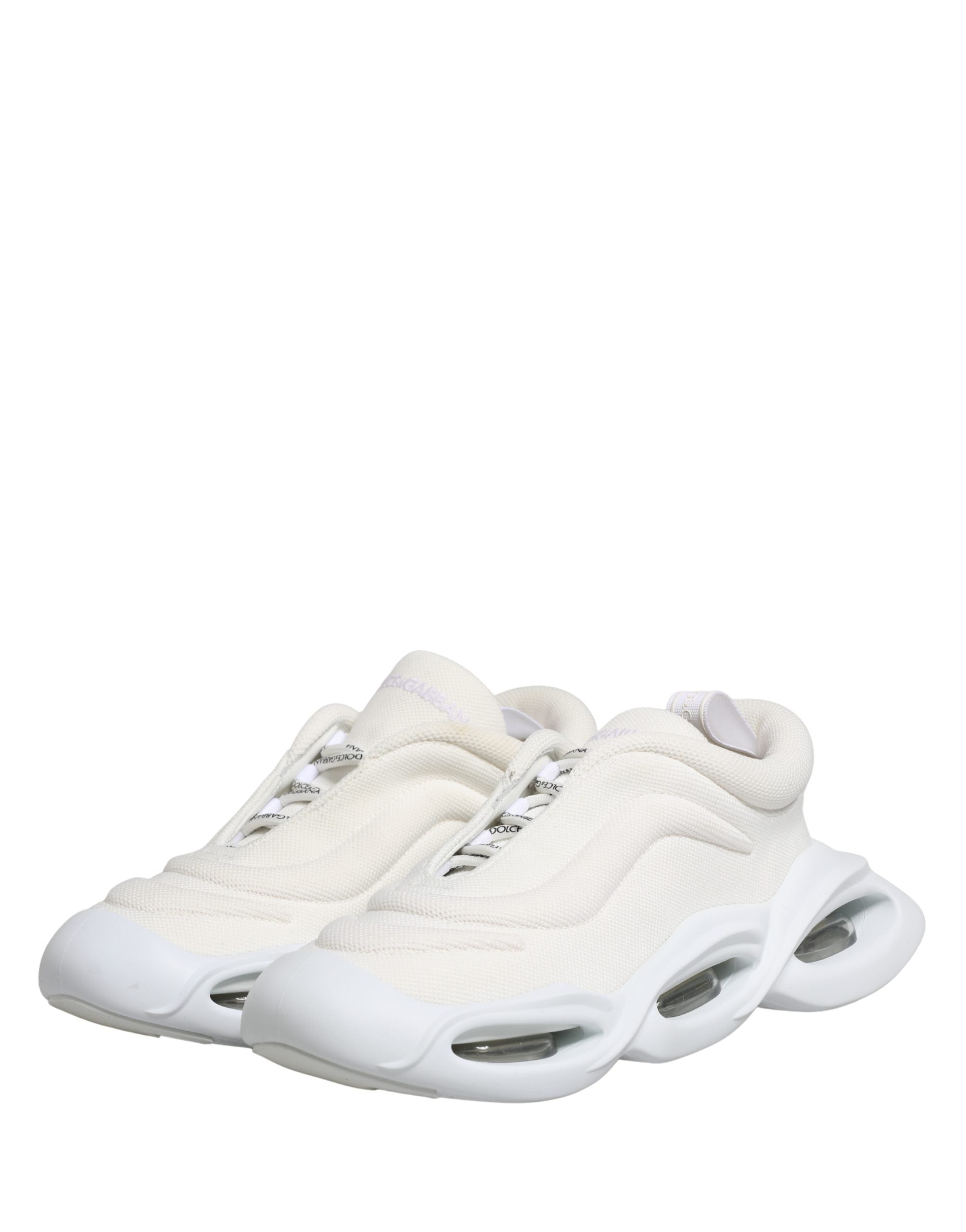 Chaussures sneakers basses blanches Dolce & Gabbana Slip On Wave, design élégant et moderne pour un style décontracté.