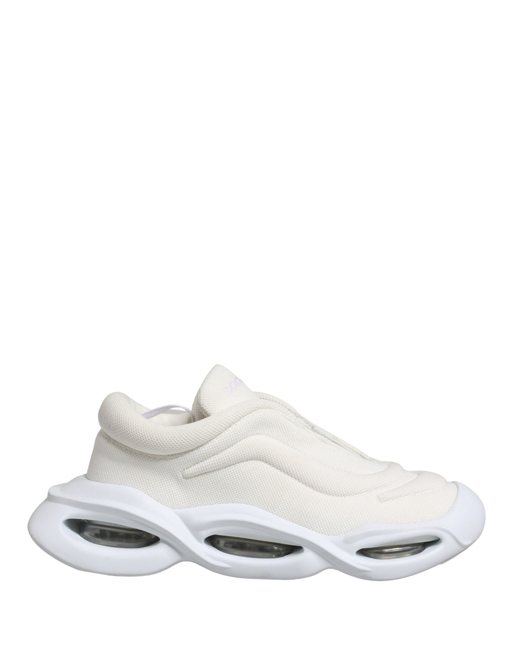 Chaussures sneakers basses Dolce & Gabbana blanches Slip On Wave, style décontracté et moderne pour femme ou homme.