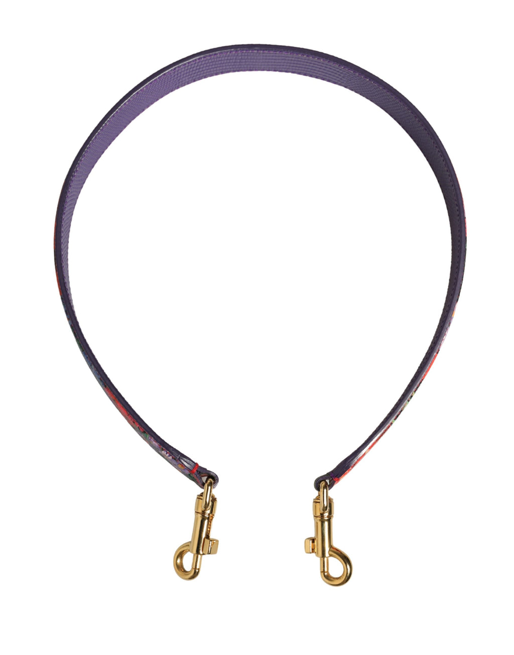 Sangle d'épaule colorée en cuir florale de Dolce & Gabbana pour sac ou accessoire de mode, multicolore avec détails floraux.