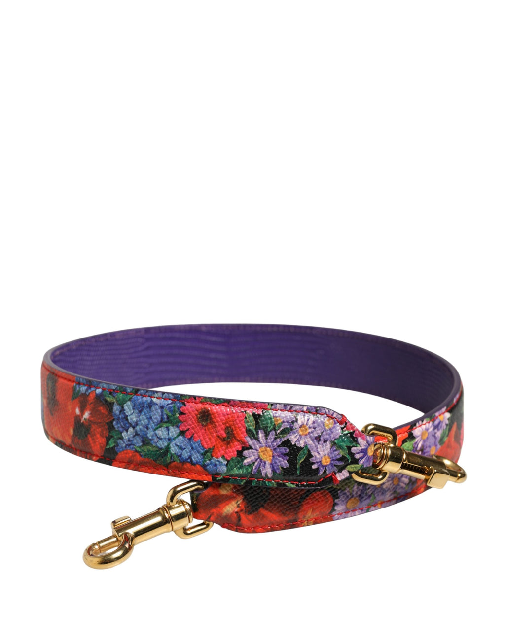 Sangle d'épaule en cuir multicolore à fleurs de Dolce & Gabbana pour sac ou accessoire de mode.