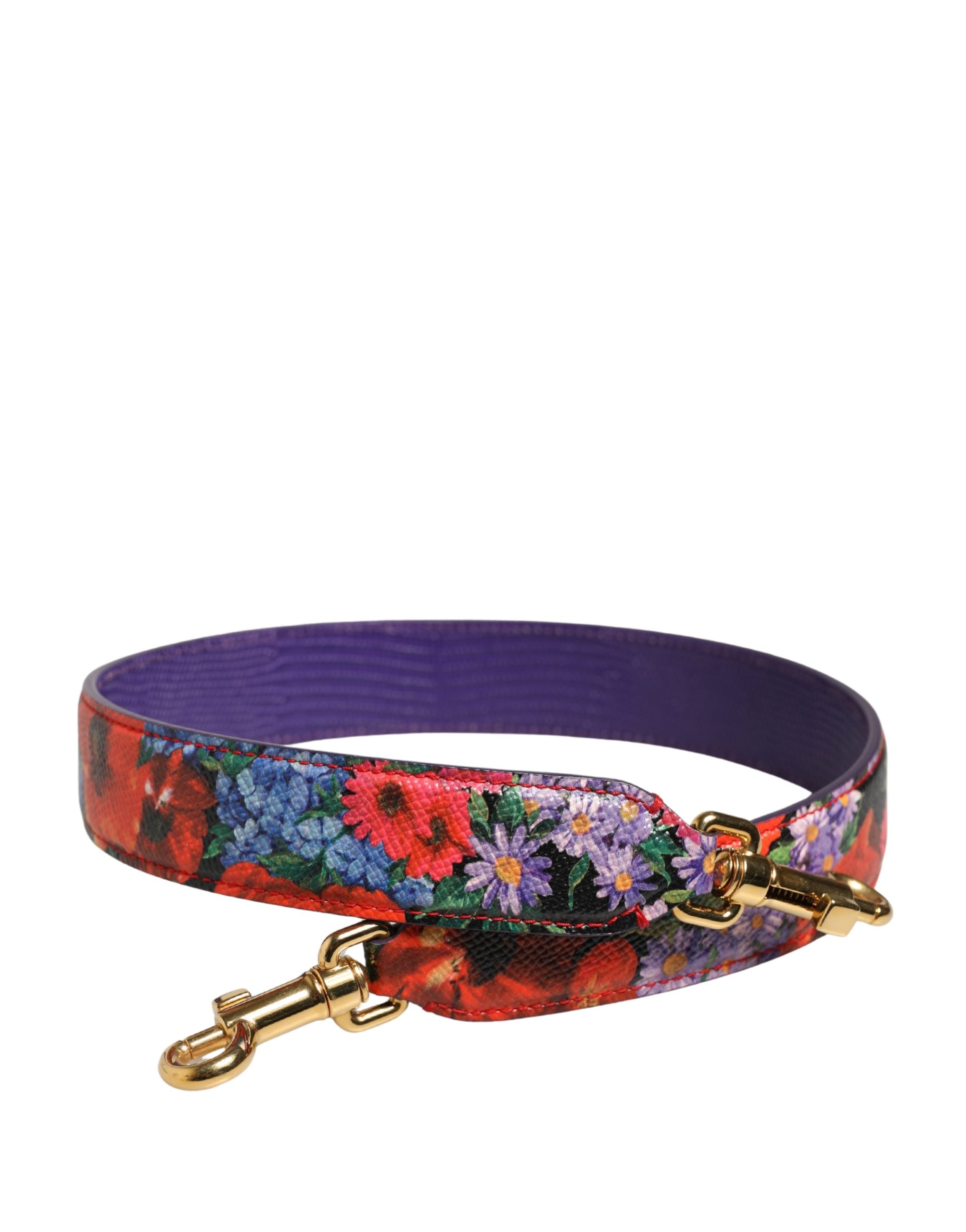 Sangle d'épaule en cuir multicolore à fleurs de Dolce & Gabbana pour sac ou accessoire de mode.