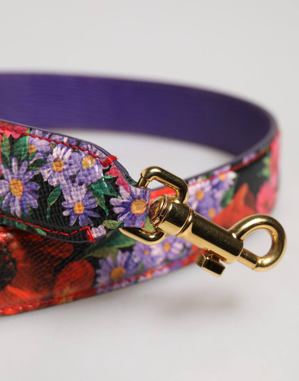 Sangle d'épaule en cuir multicolore avec motif floral pour sac Dolce & Gabbana, accessoire élégant et coloré.