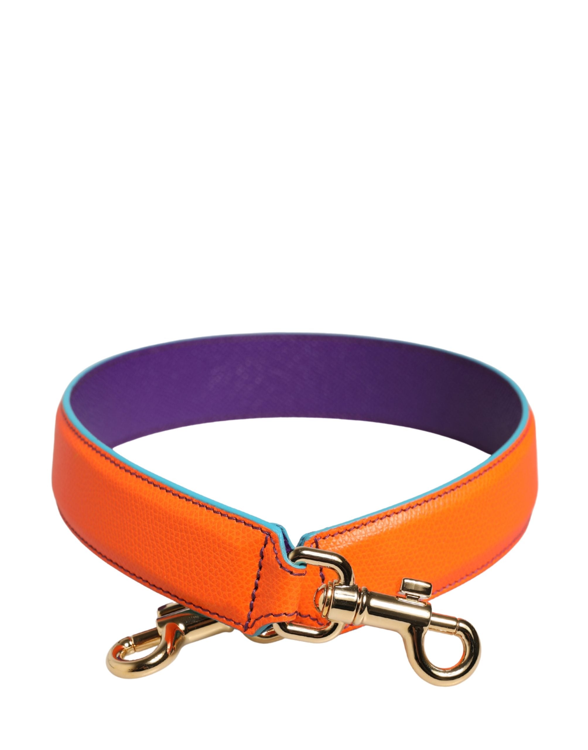 Sangle d'épaule en cuir de veau orange et violet de Dolce & Gabbana pour sac à main ou accessoire.