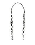 Sangle d'épaule en cuir noir et chaîne argentée pour sac Dolce & Gabbana, accessoire élégant et sophistiqué.