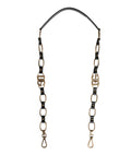 Sangle d'épaule en cuir noir Dolce & Gabbana avec chaîne en or pour sac à main ou accessoire de mode.