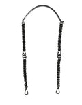 Sangle d’épaule en cuir noir et chaîne argentée pour sac Dolce & Gabbana, accessoire élégant et tendance.