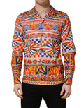 Chemise homme Dolce & Gabbana en coton à carreaux siciliens multicolores et motif Carretto, tissu twill élégant.