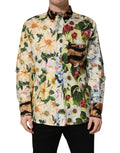 Chemise Dolce & Gabbana à col, motif floral coloré et animal print, tissu léger et élégant.