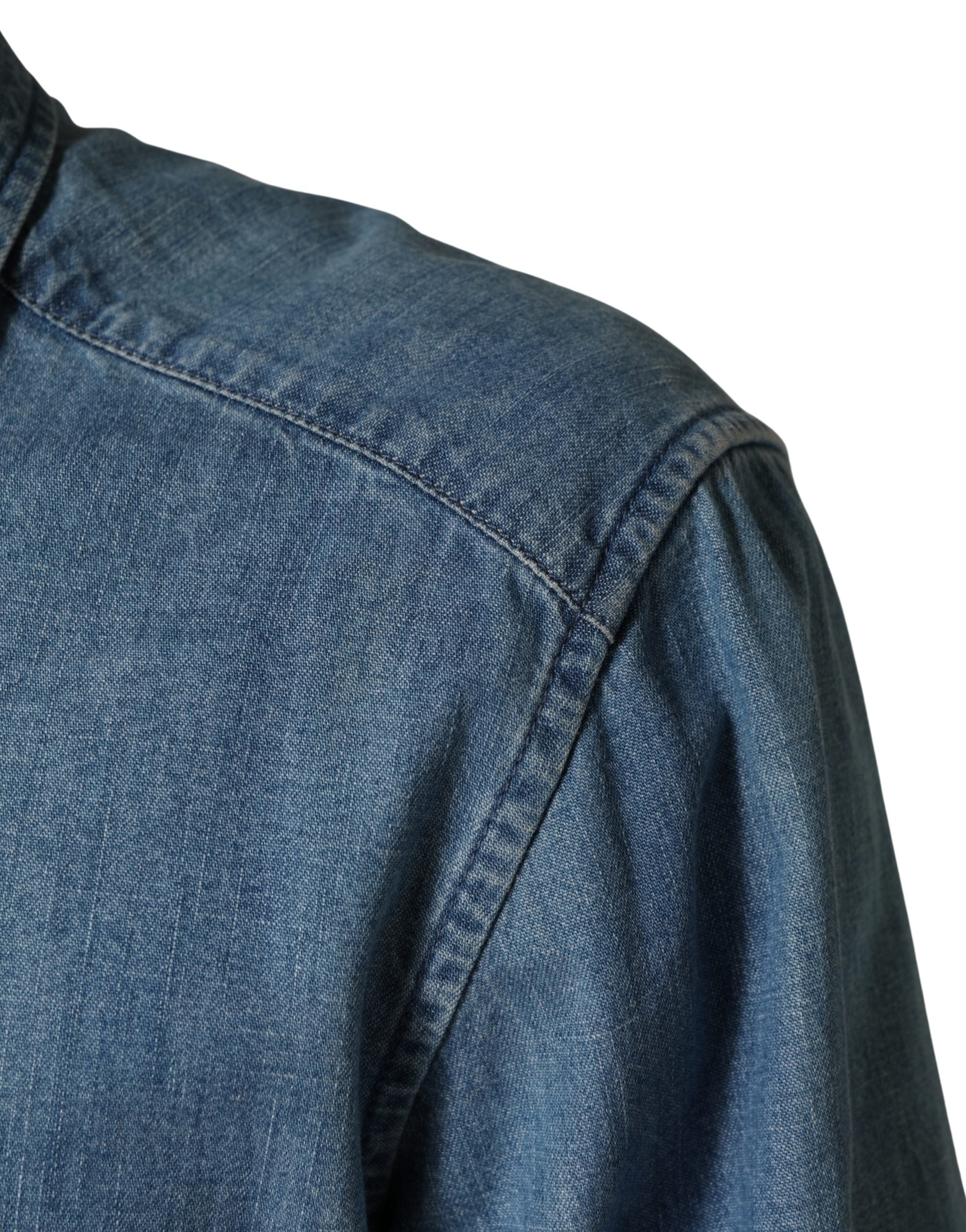 Chemise décontractée en denim slim en coton bleu Dolce & Gabbana, style casual et ajusté pour homme.