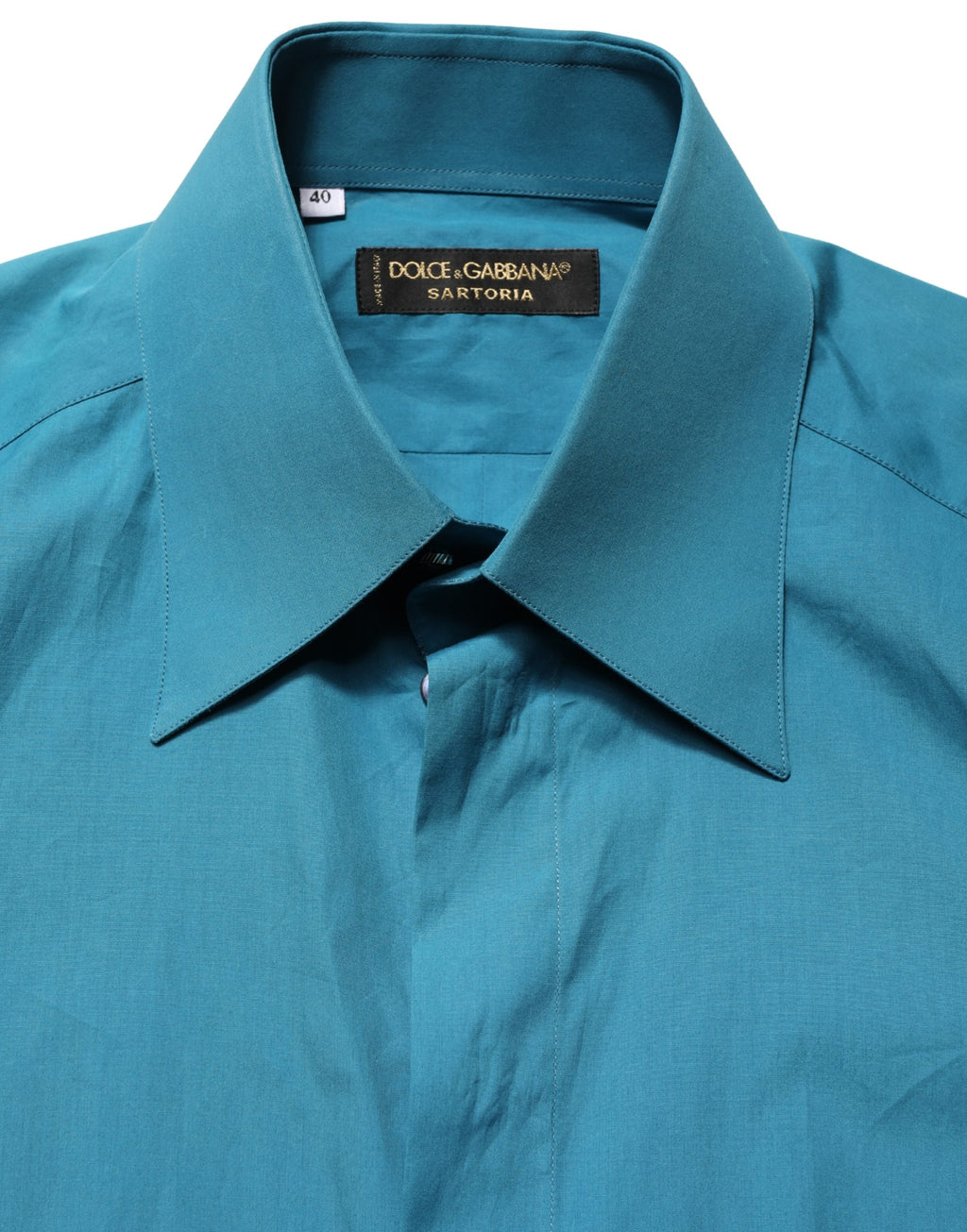 Chemise en coton à manches longues Dolce & Gabbana SARTORIA, bleu, élégante pour homme.