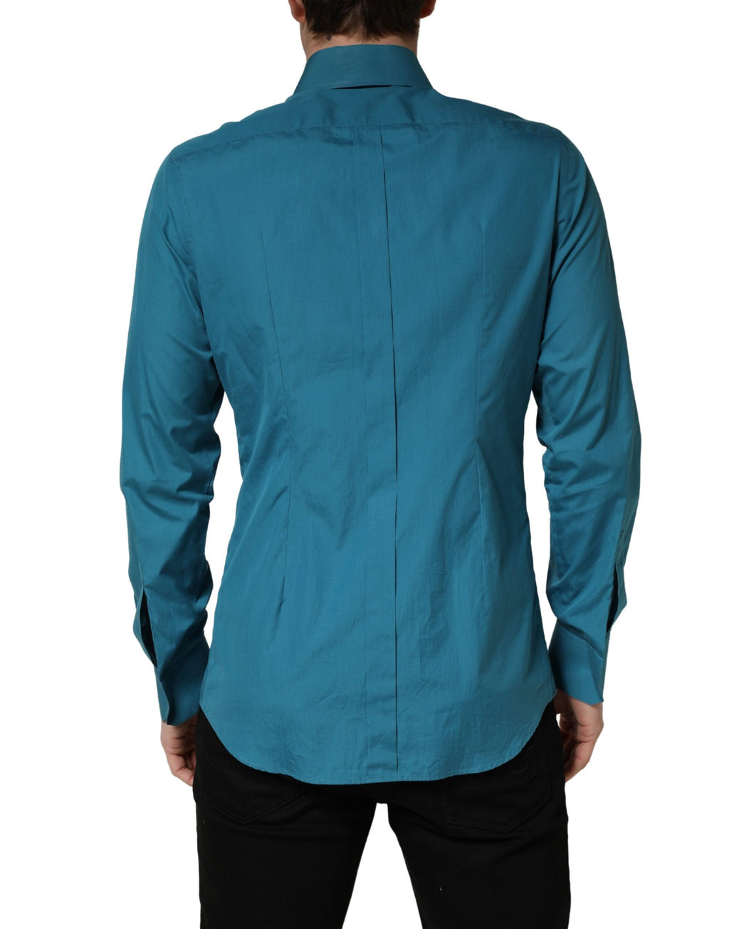 Chemise en coton à manches longues Dolce & Gabbana SARTORIA bleue, élégante et sophistiquée pour homme.