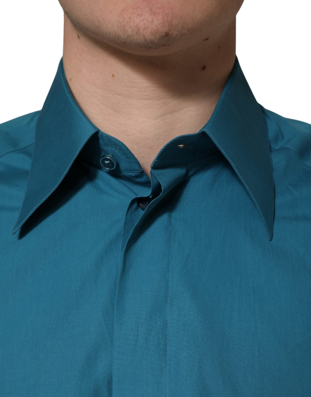Chemise en coton à manches longues Dolce & Gabbana SARTORIA Blue, élégante chemise de costume pour homme.