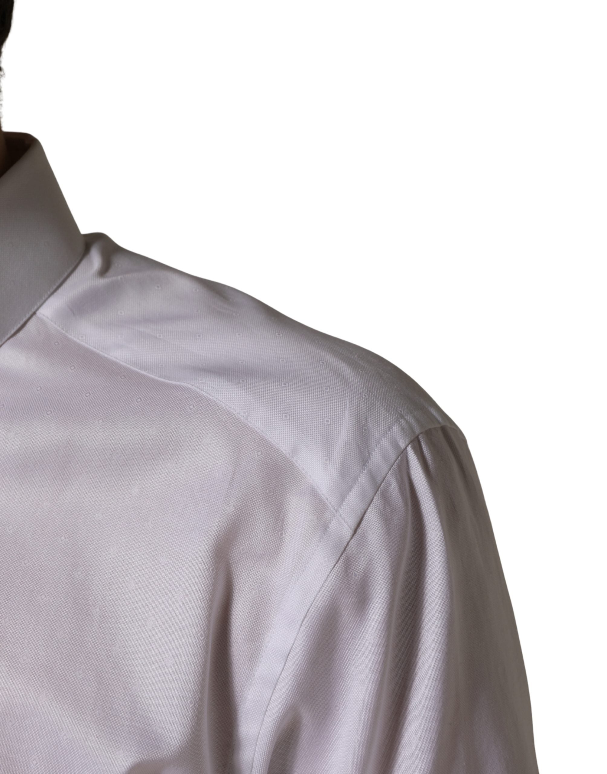 Chemise blanche en coton à manches courtes de Dolce & Gabbana, boutonnée, élégante et confortable.