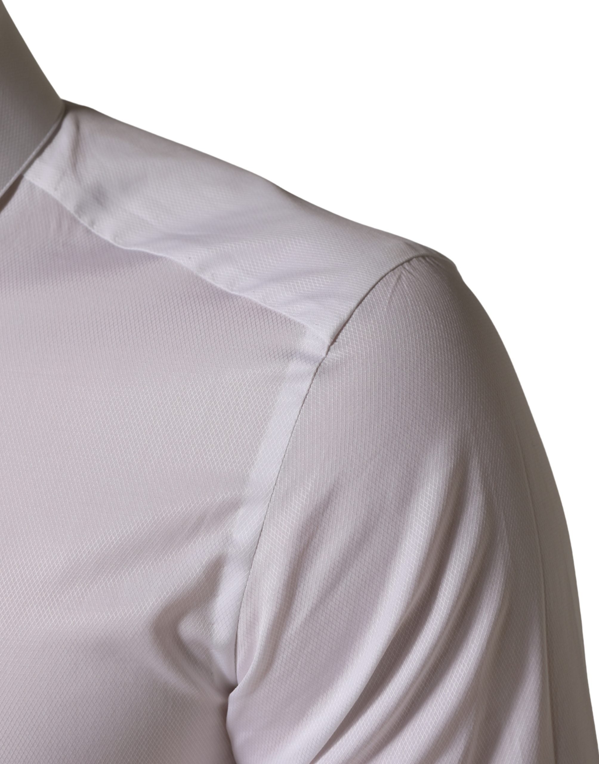 Chemise blanche en coton à manches courtes de Dolce & Gabbana avec boutons, vue de face.