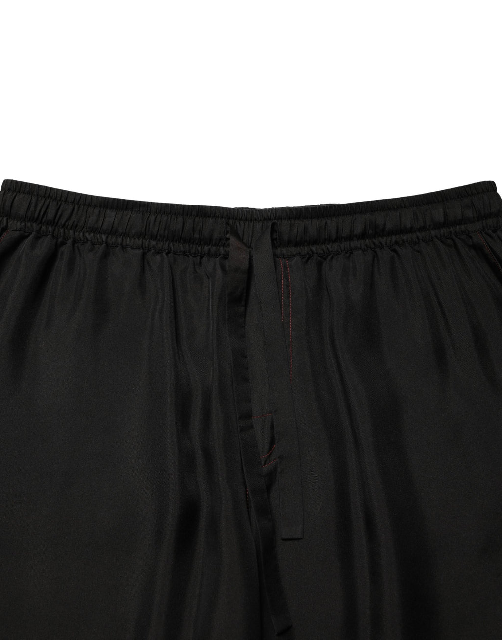 Shorts bermuda en soie noire pour homme de Dolce & Gabbana avec cordon de serrage, style élégant et sophistiqué.