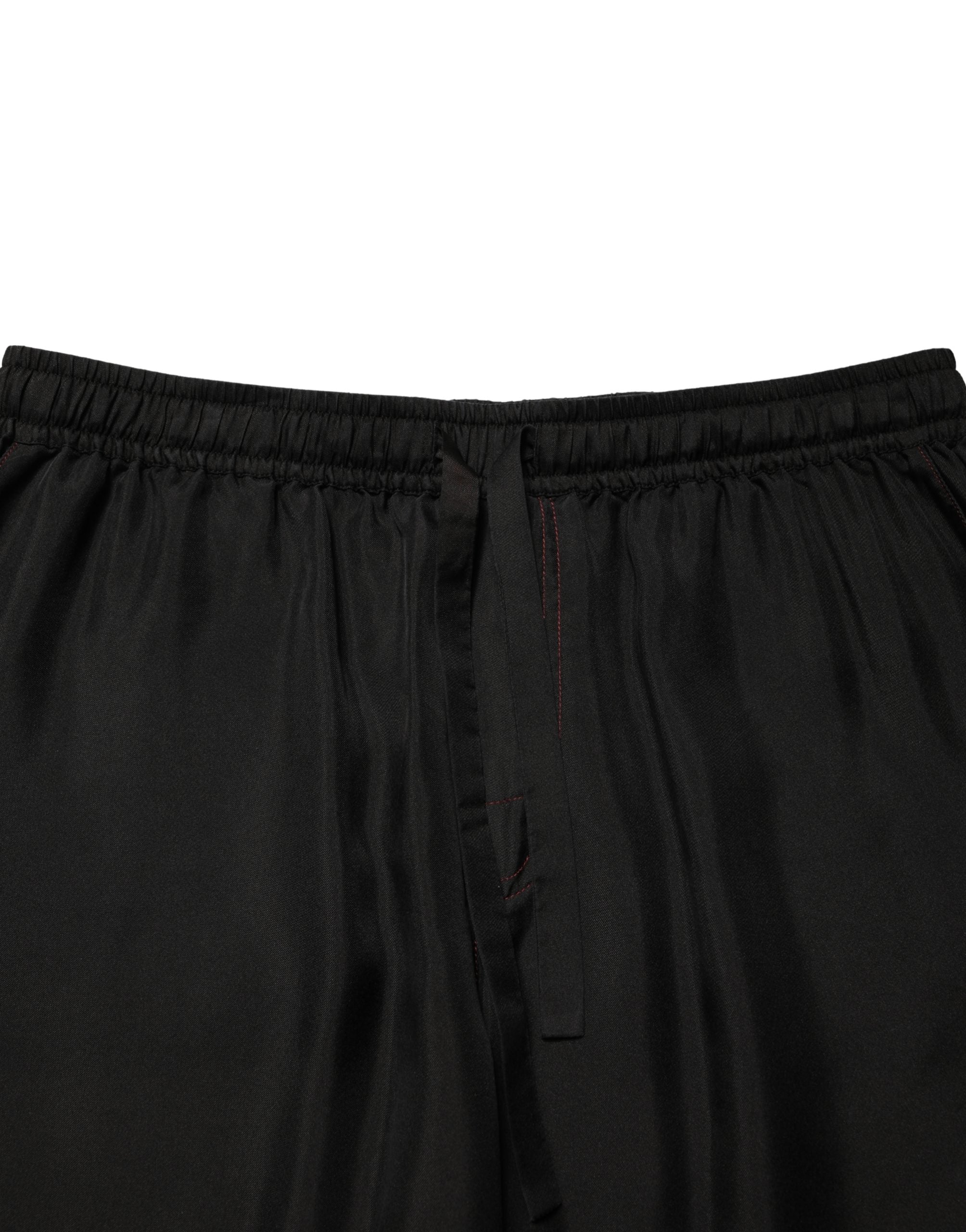 Shorts bermuda en soie noire pour homme de Dolce & Gabbana avec cordon de serrage, style élégant et sophistiqué.