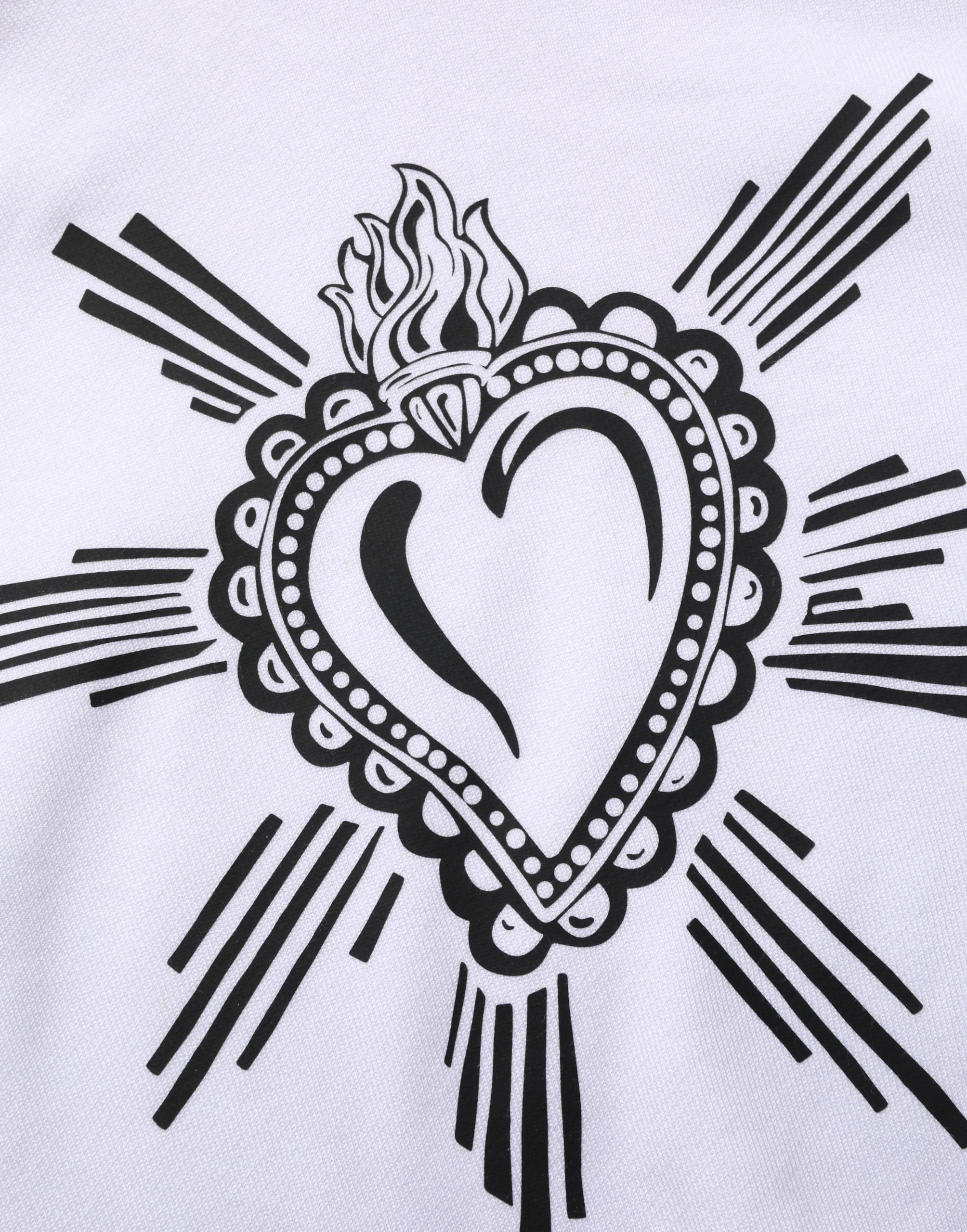 Sweat à capuche blanc Dolce & Gabbana Sacred Heart avec motif cœur sacré, design élégant et confort moderne.