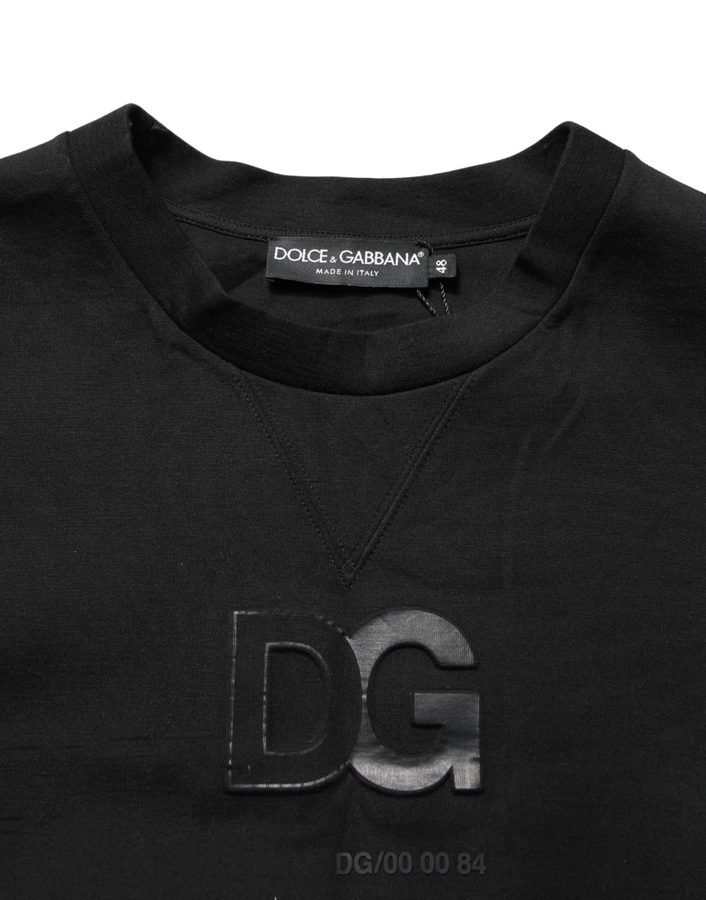 Pull à manches longues noir en coton Dolce & Gabbana pour homme, col rond, style décontracté et élégant.