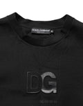 Pull à manches longues noir en coton Dolce & Gabbana pour homme, col rond, style décontracté et élégant.