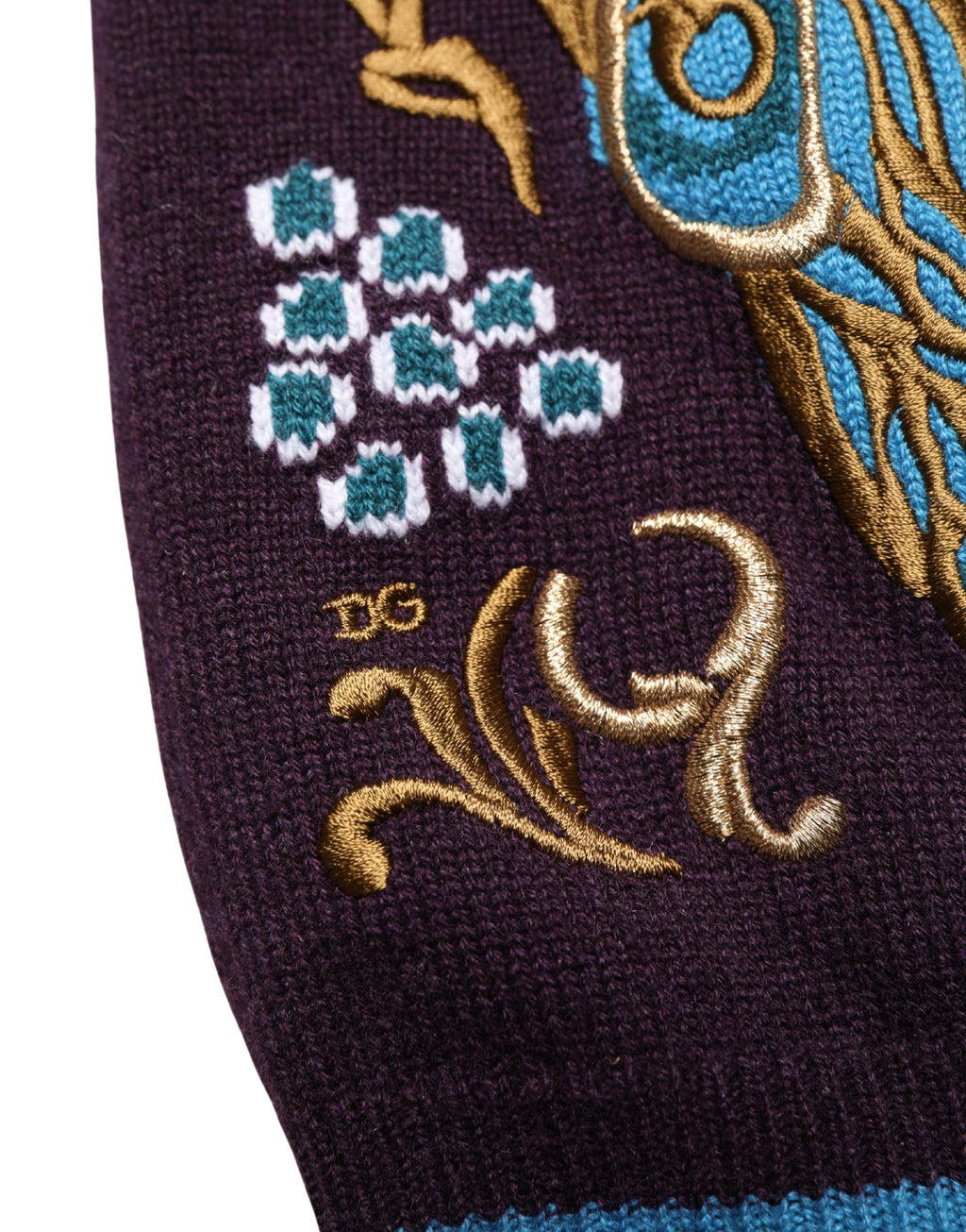 Pull en cachemire Bordeaux Dolce & Gabbana avec broderie couronne, élégant et chaud, pour un style sophistiqué.
