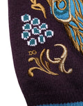 Pull en cachemire Bordeaux Dolce & Gabbana avec broderie couronne, élégant et chaud, pour un style sophistiqué.