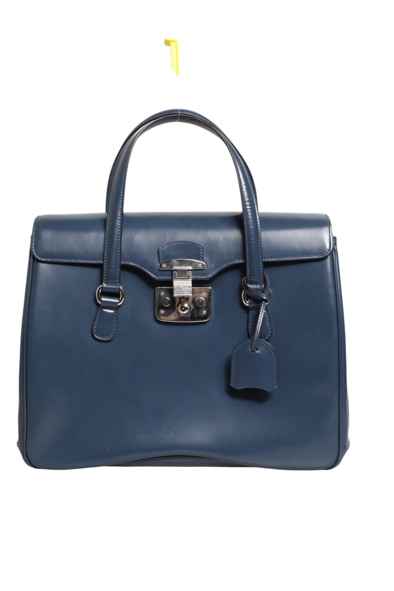 Sac à main Gucci Lady Lock en cuir bleu lisse, sac à bandoulière élégant pour femmes avec détails sophistiqués