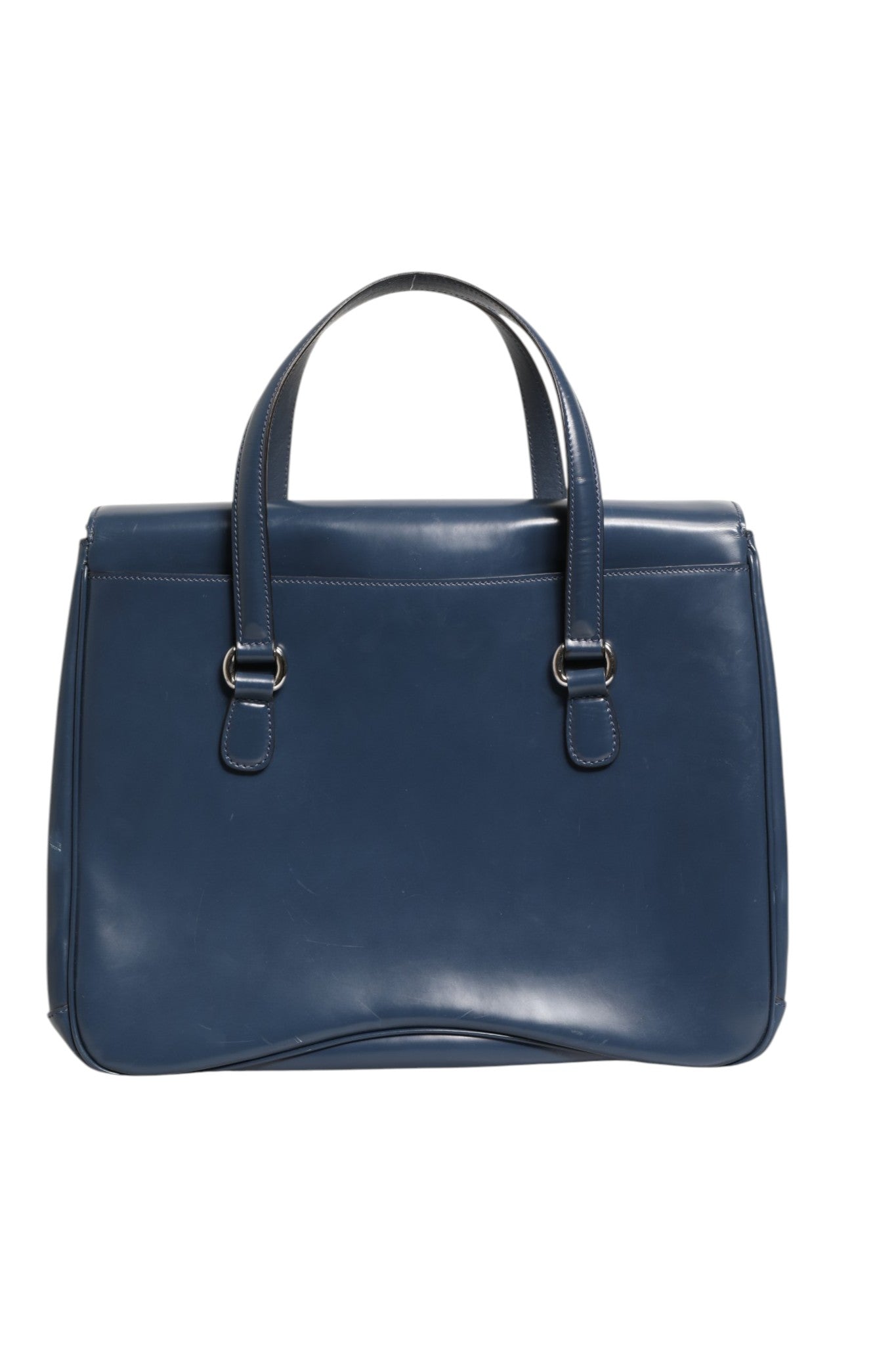 Sac à main Gucci Lady Lock en cuir bleu lisse, sac à épaule élégant pour femmes.
