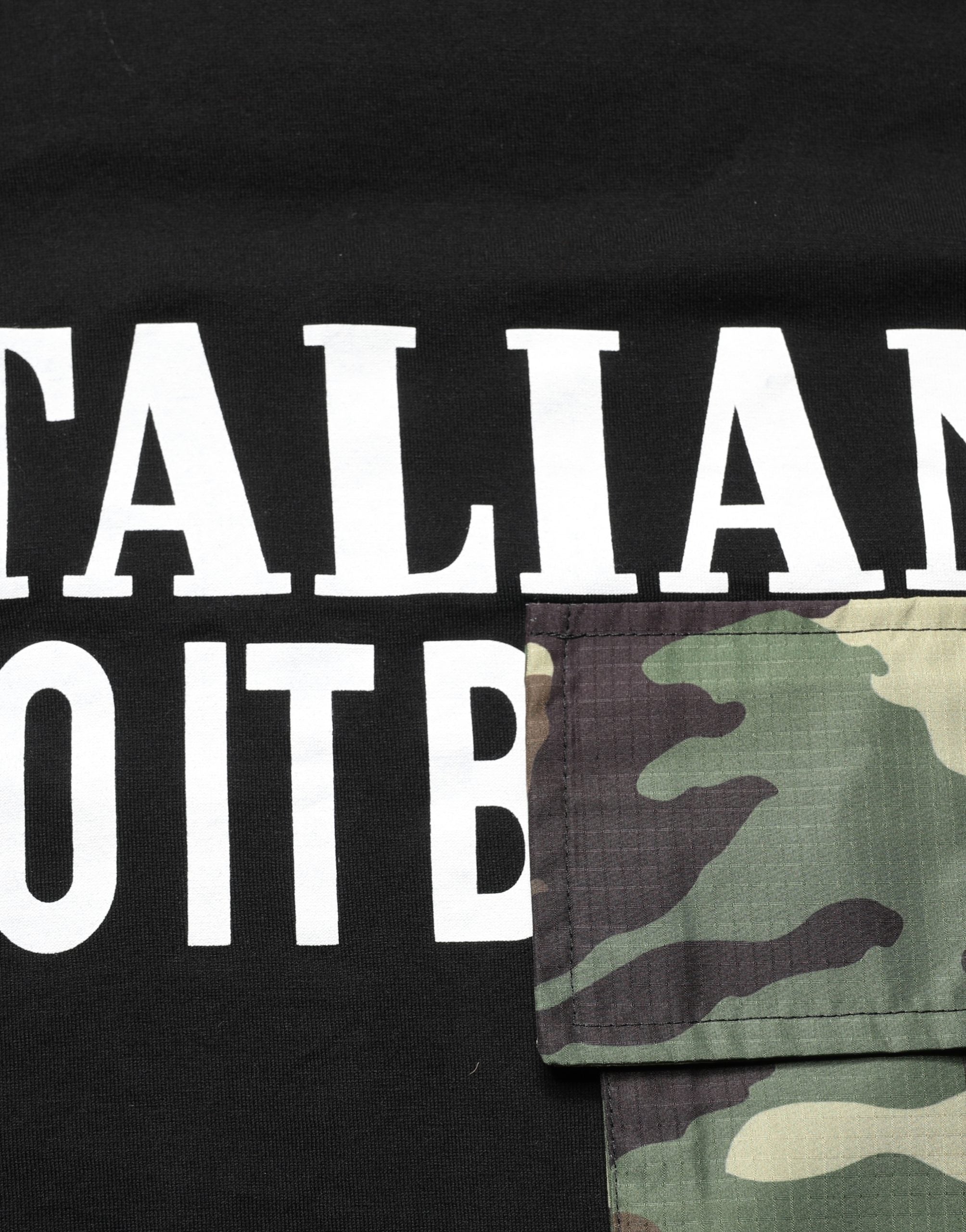 T-shirt noir camouflage graphique en coton de Dolce & Gabbana, col rond et design tendance.