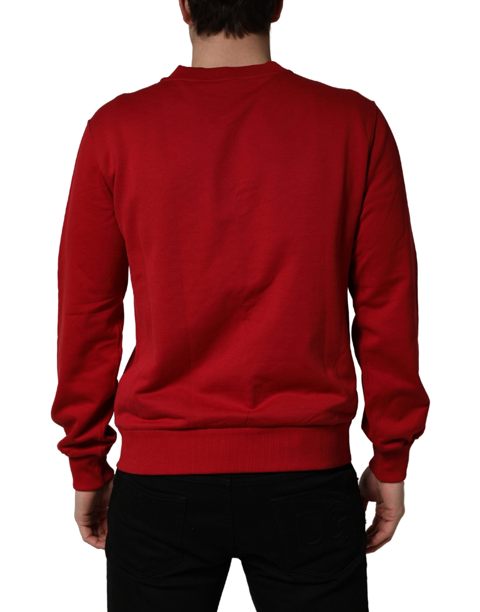 Sweat-shirt en jersey rouge Dolce & Gabbana avec logo DG en coton, vue de face.