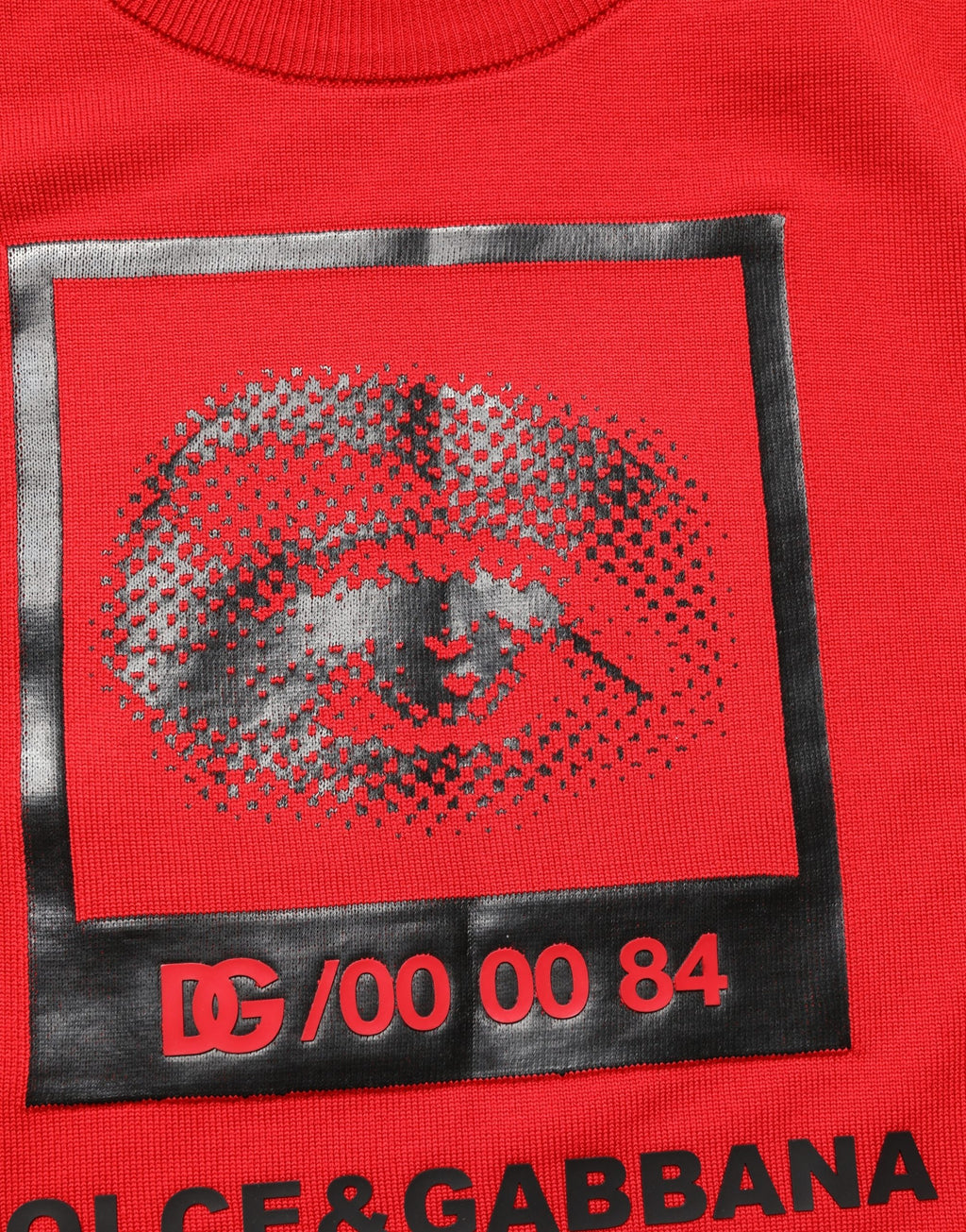 Pull à col rond Dolce & Gabbana rouge avec imprimé œil, sweat-shirt en coton, style décontracté et tendance.