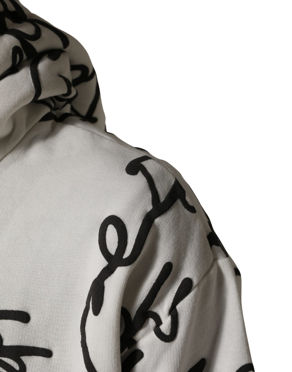 Sweat-shirt blanc Dolce & Gabbana en coton avec logo script imprimé, style décontracté et confortable.