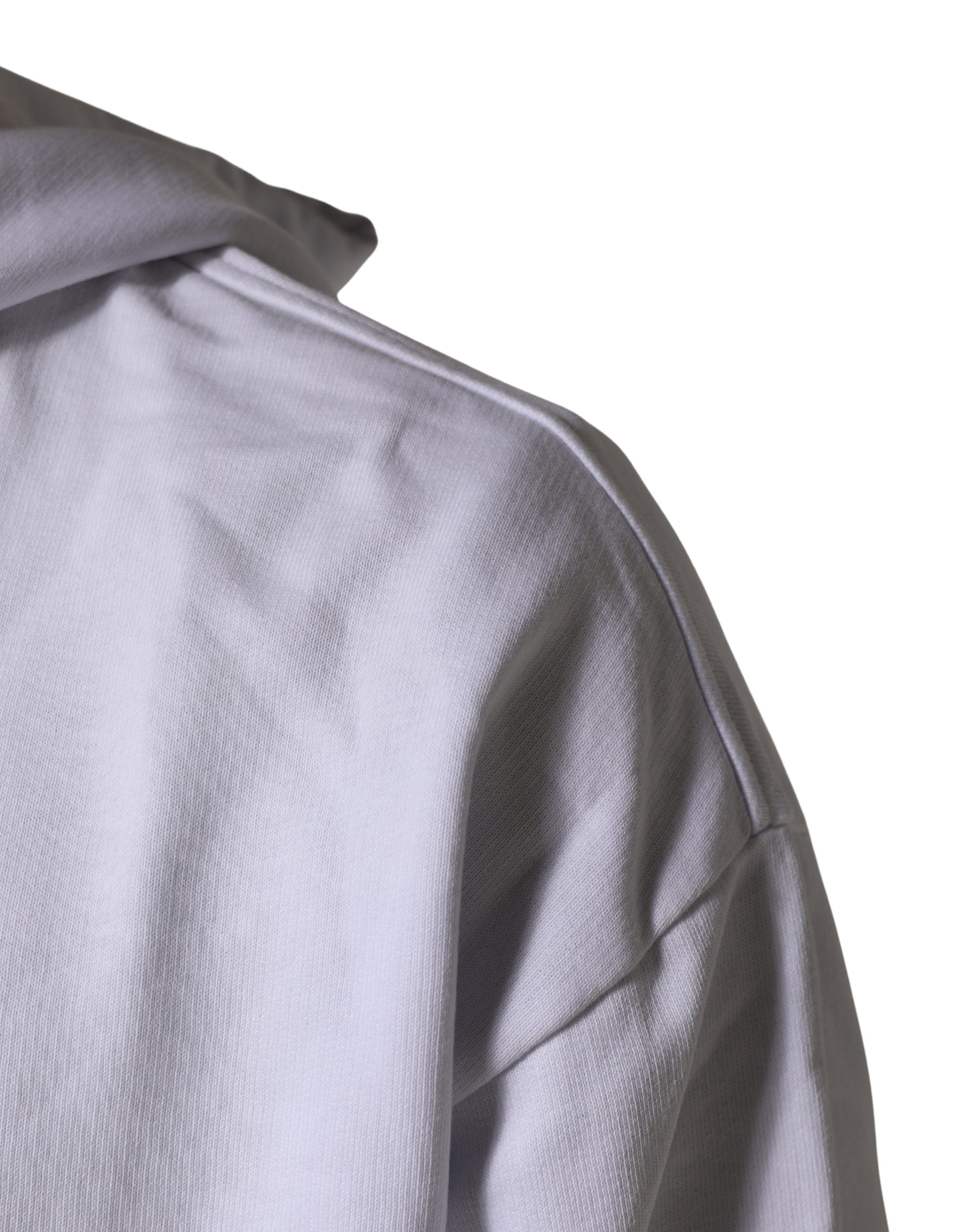 Sweat à capuche blanc Dolce & Gabbana en coton avec logo imprimé, style décontracté et moderne, vue de face.